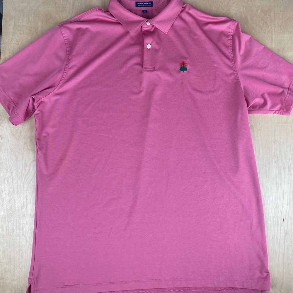 Peter Millar Mens XL Crown Crafted Polo Shirt Performance Golf Dark Pink